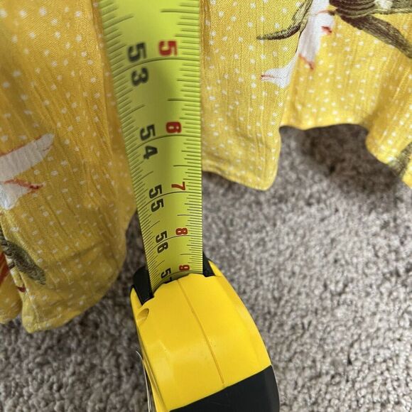 Lulus Wrap Dress Womens XS Floral Maxi Yellow Tropical Print Slit Short Sleeve - Picture 5 of 11